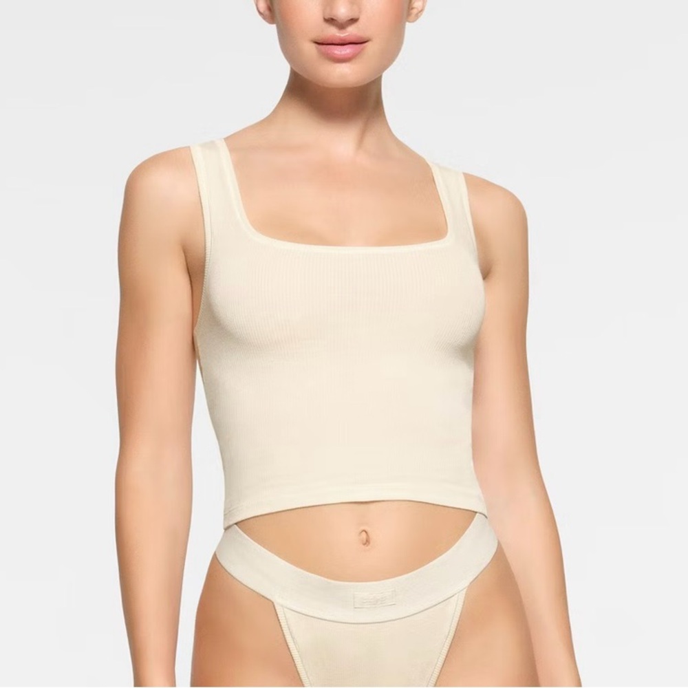 SKIMS Cream Ribbed Bandeau